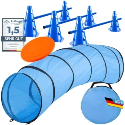 Image de Tunnel d&#039;agilité pour Chien de Jeu Grotte INCL. patères et Sac Transport (Set: 200 cm + Zubehör)