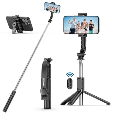 Image de Perche Selfie, 3 en 1 Perché à Selfie Bâton Extensible Monopode Réglable avec Télécommande Amovible pour iPhone 14/13/12/11/XR/XS/8/7 Plus, Galaxy, Huawei et Smatphones Android