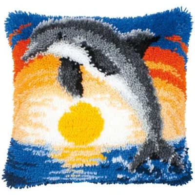 Image de Vervaco Kit coussin au point noué Dauphin,Multicolore
