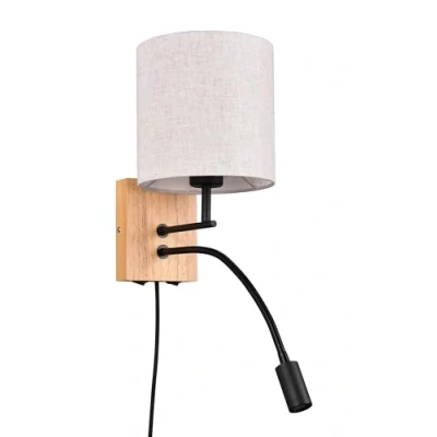 Image de Trio Leuchten applique Nilam 212879236, bois naturel, abat jour, sans 1x E27, bras de lecture avec LED 3,1 watts, Flex Connect, Blanc
