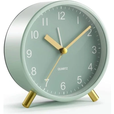 Image de YouJabz Analoger Wecker, Super Silent Non Ticking mit Nachtlicht, Batteriebetrieben, Modischer Runder Metall Wecker für Büro, Schlafzimmer, Ältere, Erwachsene, Kinder, einschulung Geschenk