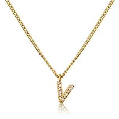 Image de GD GOOD.designs EST. 2015 Chaîne lettre en or pour femme I Collier doré 18K avec initiales zirconium acier inoxydable (V)