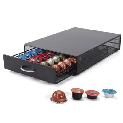 Image de SYSYLY Porte Capsules Café,Support de dosette café tiroir Compatible avec Lavazza Mio, Vertuoline,Tchibo Cafissimo, Caffitaly, Support pour Machine Café, Capacité 40 Capsules.