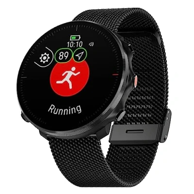 Image de Hiseus Bracelet Compatible avec Polar Vantage M2 / M/Grit X/Grit X Pro/Grit Pro Titan Acier Inoxydable Métal Tissé Mesh Bracelets (Noir)