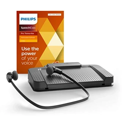 Image de Philips SpeechExec LFH7277/08 Kit de Transcription avec Interrupteur à Pied USB Ergonomique ACC2330, Casque stéréo encastré LFH0334, Logiciel Lecture Pro 2 Ans ABO