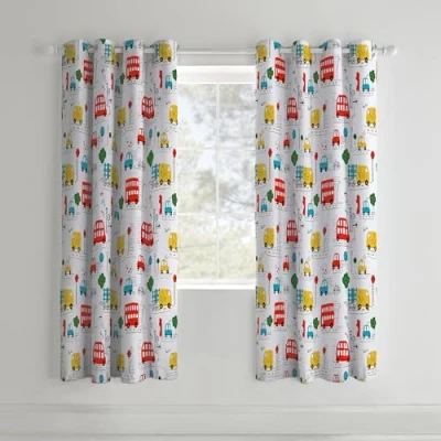 Image de Catherine Lansfield Coussin 3D en Polyester Forme de Voiture Couleurs Lumineuses, Tissu, coloré, Eyelet Curtains, 66 x 72 inches