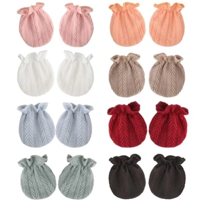 Image de DRESHOW Moufles pour Bébé Nouveau né Gants Nourrisson en Coton Sans Rayures 0 6 mois