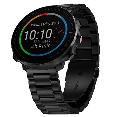 Image de Hiseus Bracelet Compatible avec Polar Vantage M/Vantage M2, Acier Inoxydable de Remplacement en Métal Grit X/Grit X Pro/Grit Pro Titan (Noir)