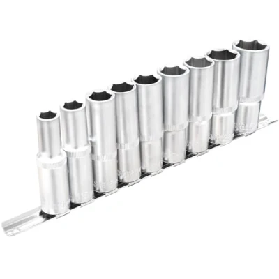 Image de DAKCOS Jeu de douilles longue 1/2, 6 pans 10 24 mm en CR V avec surface chromée mate, hexagonales profondes, 76mm