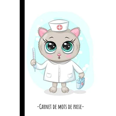 Image de Carnet de mots passe: Format A5 Index alphabétique , Sommaire A Z, Pages numérotées Discret, petit et pratique Chat, infirmier 312 entrées