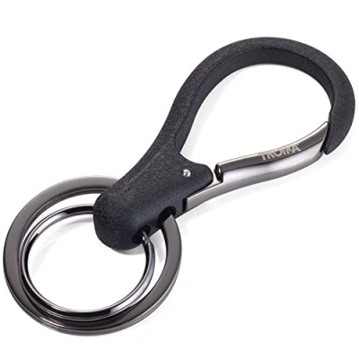 Image de TROIKA Organiseur KEY KR17 09/GM Porte clés avec 2 anneaux Mousqueton Laqué Organisation de Brillant Noir/gris métallisé Produit original
