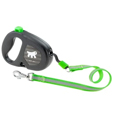 Image de Ferplast Laisse Chien Enrouleur Rèflechissante Flippy One Reflex, pour Chiens de Taille Moyenne jusqu&#039;à 25 Kg. Sangle Extensible Max 5 m. Bouton Unique verrouiller et libérer, Vert