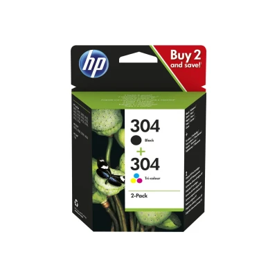 Image de HP 304 (3JB05AE) Noir + 3 couleurs Cartouche d&#039;encre Multipack