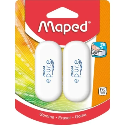 Image de Maped Lot de 2 Gommes Epure Gomme Blanche au Toucher Soft Assure Douceur et Confort d’Utilisation L 27 x P 11 H 61 mm 103700