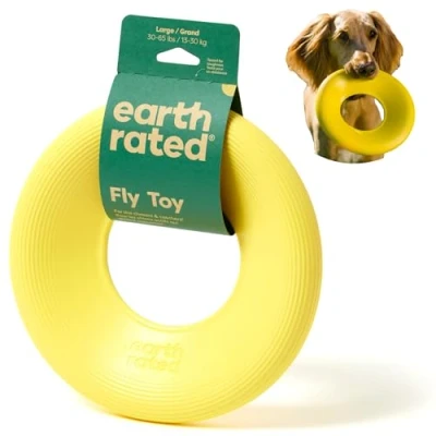 Image de Earth Rated Flying Disc Jouet pour Chien Soucoupe Volante Interactive Chiens Adultes et Chiots Flotte dans l&#039;eau Taille L Jaune