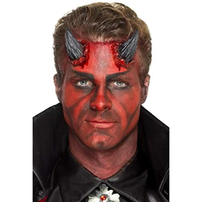 Image de Smiffys Prothèse réaliste en latex, cornes de diable, Noir, avec adhésif