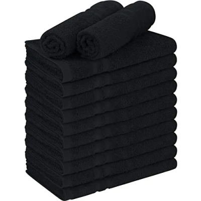 Image de Utopia Towels Lot de 12 Serviettes salon en coton résistantes à l&#039;eau Javel (40,6 x 68,6 cm) sport sans danger pour Noir