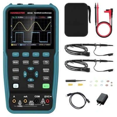 Image de Oscilloscope Numérique, Mini TFT HANMATEK HO102 3,5 &quot;, et Multimètre 2 EN 1, Ecran Rétroéclairé, Fonction d&#039;auto Etalonnage, 7 Mesures automatiques, de Mémoire