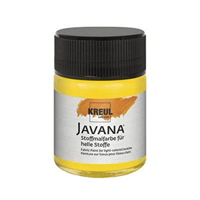 Image de Kreul 91967 Javana Peinture pour Tissus clairs et foncés, 50 ml Verre Jaune d&#039;or, caractère pâteux, tamponner pochoiriser, résistant au Lavage après Fixation, Golden Yellow