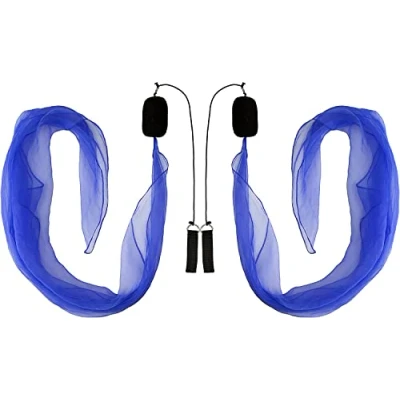 Image de Diabolo Freizeitsport Paire de Poi Lumineux UV Bleu 40 cm Ailes d&#039;ange Spiral Pois Soft Sac Transport inclu Idéal pour débutants et Professionnels
