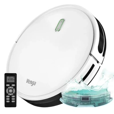 Image de Venga! Robot Aspirateur, Laveur de sol, Facile à Utiliser, 6 Modes Nettoyage, Silencieux, Blanc, VG RVC 3000