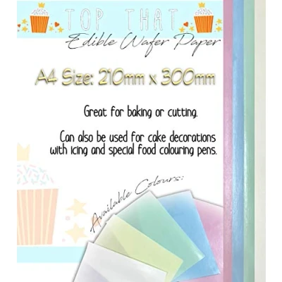 Image de 30 x Coloured Selection of Sheets Bake Easy Edible Rice Wafer Paper A4 Sized in 5 colours 6 Pink, Blue, Green, Yellow and White by