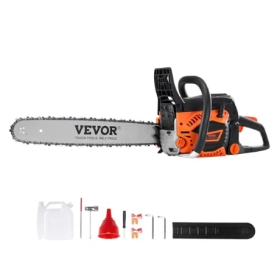 Image de VEVOR Tronçonneuse à essence guide chaîne 50,8 cm sans fil 58 CC 3,22 CV, pour coupe de branches d&#039;arbres, élagage des arbres, défrichement terres, forêts dans fermes, jardins, ranchs