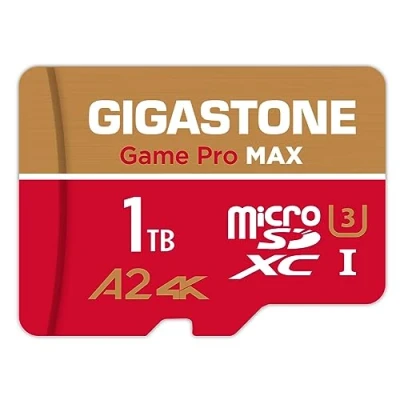 Image de [5 Ans Récupération de données Gratuite] GIGASTONE Carte Mémoire 1 to, Game Pro Max, Vitesse jusqu&#039;à 150/140 Mo/s, pour Nintendo Switch, Steam Deck, 4K Vidéo A2 V30 U3 MicroSDXC avec Adaptateur.