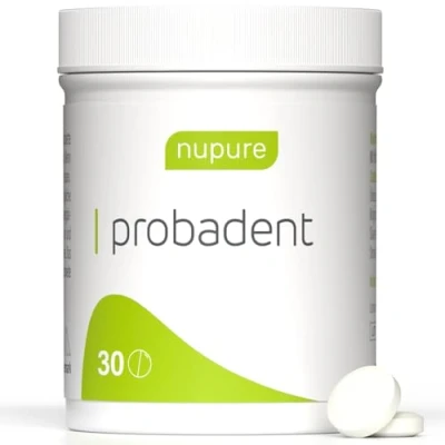 Image de Nupure Probadent, Comprimés à sucer avec cultures de bactéries pour la flore buccale, Goût citron, Haleine fraîche contre mauvaise haleine, Hygiène buccale sans bain bouche, 30 capsules