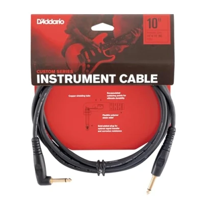 Image de Planet Waves PW GRA 10 Custom Câble d&#039;instrument à angle droit 3 m Noir