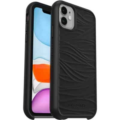 Image de LifeProof pour Apple iPhone 11/XR, coque antichoc fabriquée à partir de plastique recyclé et provenant des Océans, Série Wake, Noir