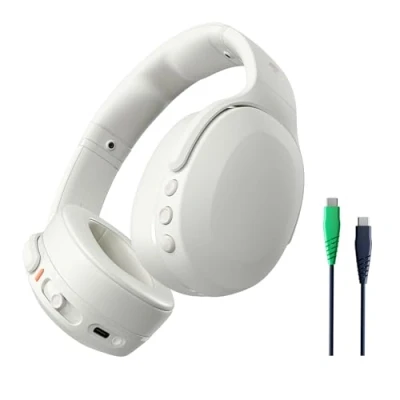 Image de Skullcandy Crusher Evo Casque Supra Auriculaire sans Fil avec Basses Sensorielles, Extra Charging Cable, Autonomie 40 h, Microphone, Compatible iPhone + Android Appareils Bluetooth, Bone