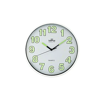Image de MPM Quality Lumini horloge murale avec luminescence, mouvement à quartz, balayage, blanc/vert, décoration ∅ 247 x 45 mm, design rond, moderne pour salon, cuisine, bureau, chambre