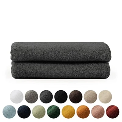 Image de Blumtal Essuie Main Anthracite Lot De 2 Serviette Coton Toilette 50x100 Certifié Oeko TEX®
