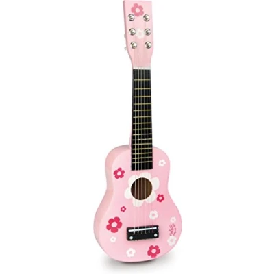 Image de VILAC Jouet en bois Instruments de musique Guitare fleurs massif, 6 cordes 8305