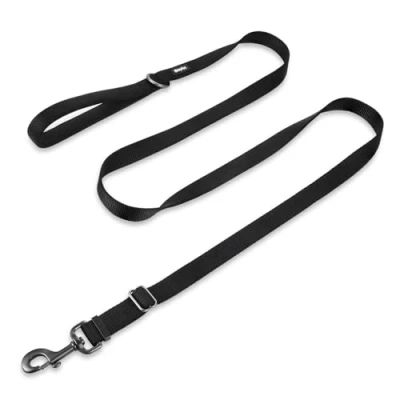 Image de Laisse réglable Entre 4 et 6 Pieds avec Une poignée en Nylon Robuste Doublure néoprène Super Doux pour Les Chiens de Taille Moyenne (Ajustable Grand Modèle L, Noir Obsidienne)