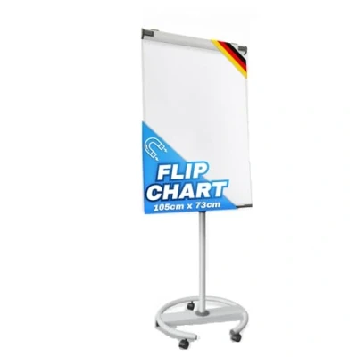 Image de Tableau de présentation avec trépied ou pied à roulettes Master of Boards® blanc inscriptible, effaçable et magnétique Support papier pour blocs différentes tailles