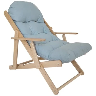 Image de HOMCOM Fauteuil Chaise de Salon Pliable et inclinable en Bois Relax Confortable avec Coussin capitonné épais dim. 71I x 89P 96H cm