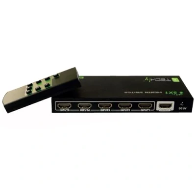 Image de Techly Switch hdmi 5 en 1 Out 3D avec télécommande 4 K UHD (iData K51)