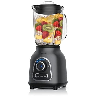 Image de Arendo mixeur Blender inox 1400 W avec récipient en verre 1,75 L Couteau à 6 lames 3 programme, Crush, Smoothie, fonction impulsion, 30 niveaux de puissance 24000 tr/min