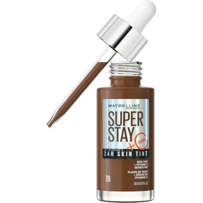Image de Maybelline New York Fond de Teint Fluide Glow &amp; Soin la Peau À Vitamine C Longue Tenue 24H Formule Vegan Superstay Skin Tint Teinte : 78 30 ml