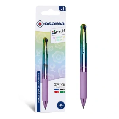 Image de Osama 4 Multi Rainbow Pastel Stylo Couleur, 1 Pièce Bille 0.1 mm Pointe Fine à Déclic avec Encre Noire, Bleue, Rouge et Verte Stylos Couleur pour Papeterie, Fourniture Scolaire Bureau