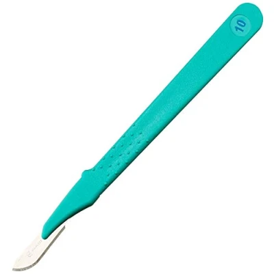 Image de Gima Bistouris en Acier Inoxydable, Manche ABS, Stérile et Jetable, Premium, Protège lame de sécurité, Taille n. 10, 10 scalpels emballés individuellement.