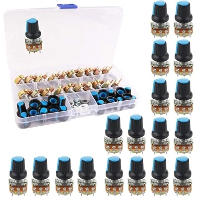 Image de RUNCCI YUN potentiomètre linéaire 10k, avec écrous et rondelles (B10K 20PCS)