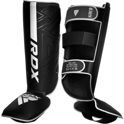 Image de RDX Protège Tibia Boxe Thai Kick Boxing Arts Martiaux MMA D&#039;entraînement, Maya Hide Cuir Kara Protege Muay Krav Maga Sparring BJJ Karaté et Combat Libre Training Pied Protection