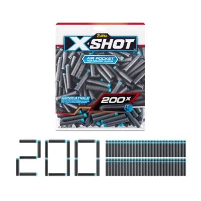 Image de XSHOT X Shot Excel Recharges de fléchettes en Mousse, Uni, 36592, 200 Dart Foil Bags, Medium