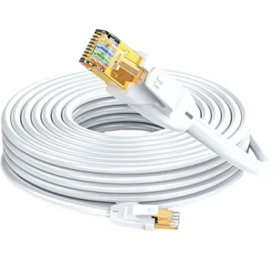 Image de Elfcam® 5m Cat7 Câble Réseau Ethernet RJ45, LAN WLAN Cat 7 Paire Torsadée Blindée SFTP 100% Cuivre, Rond, Blanc (5M)