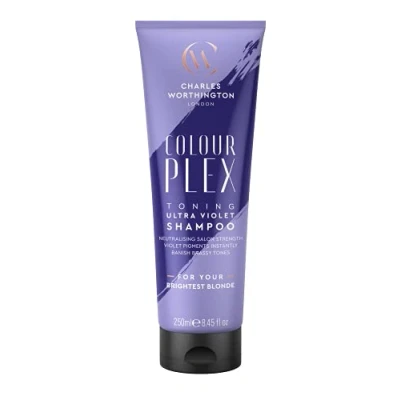 Image de Charles Worthington Colourplex Shampoing Tonique Ultra Violet pour Cheveux Blonds, Shampooing Pigment Violet, 250 ml