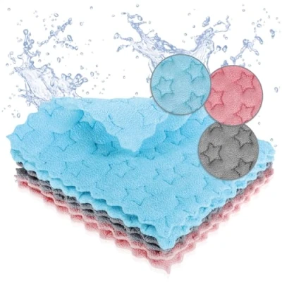Image de com four® 6X lingettes ménagères avec Motif étoile Chiffons de Nettoyage extrêmement absorbants et durables Multi usages réutilisables (coloré 6 pièces)