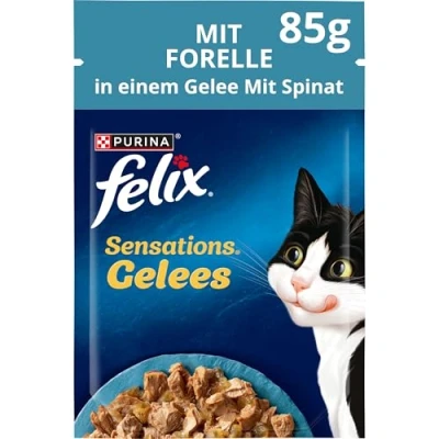 Image de FELIX Sensations Gelées Nourriture pour Chat Humide, avec Truite et épinards en gelée, Lot de 26 (26 x 85 g)